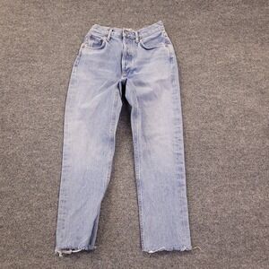 Agolde Remy Jean Womens Sz 24x24 Mid Rise Stretch Raw Fringe Hem